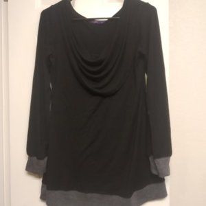 Lilac Cowl Neck Loose Black Shirt